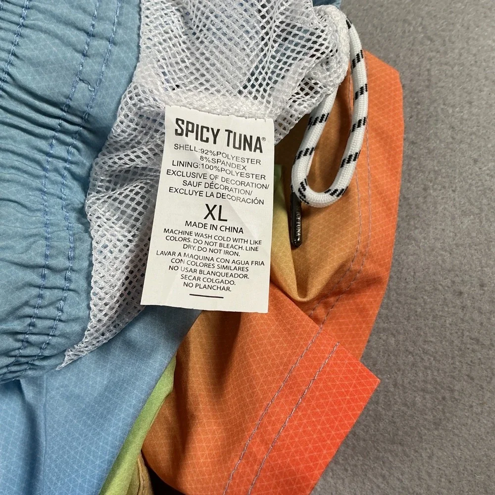 Spicy‎ Tuna Swim Trunks Mens XL Blue Palm Tree Ombre Board Shorts NWT